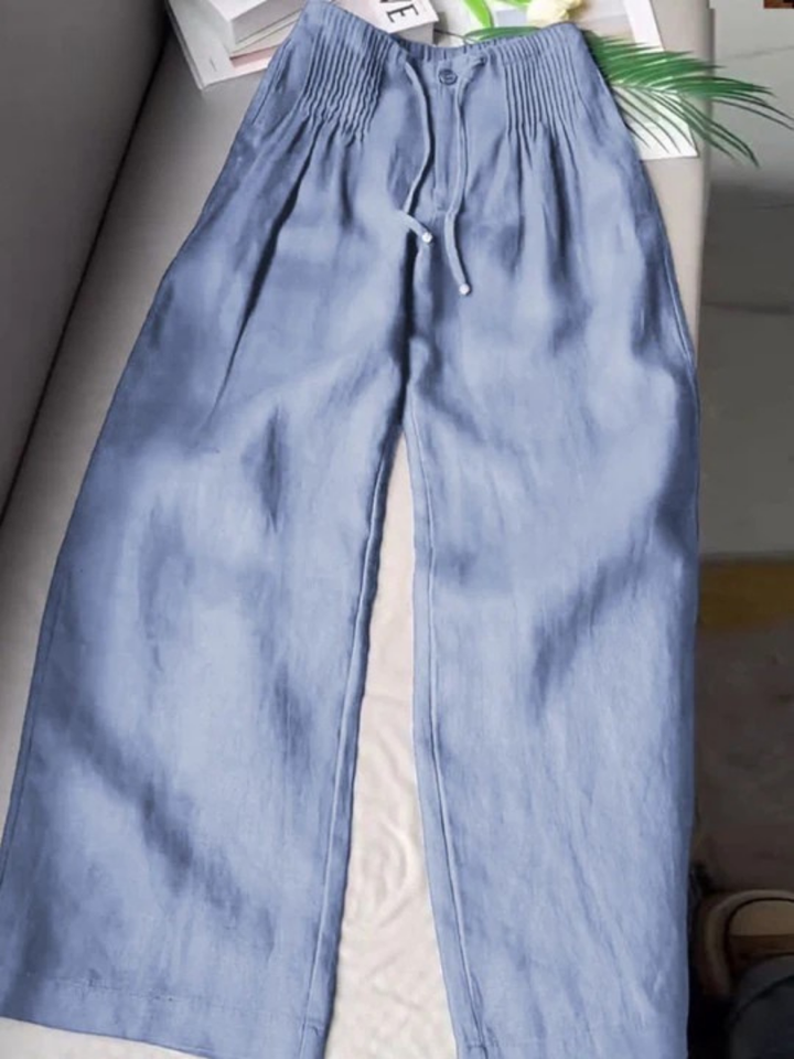 Camille | Pantalon large en coton et lin mélangés