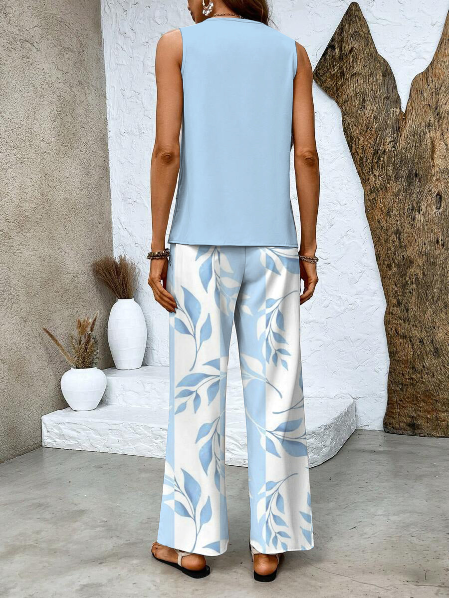 Averie | Ensemble Élégant Top Superposé Sans Manches & Pantalon Large