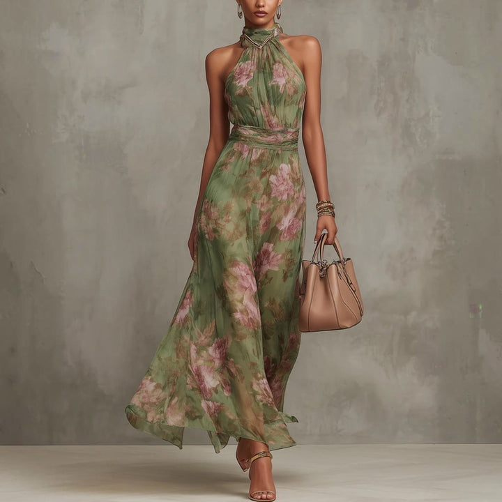 LIVIA™ | Robe Maxi Florale Halter