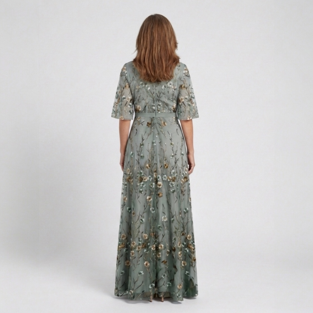 ÉVA™ | Robe Maxi Fleurie Col V