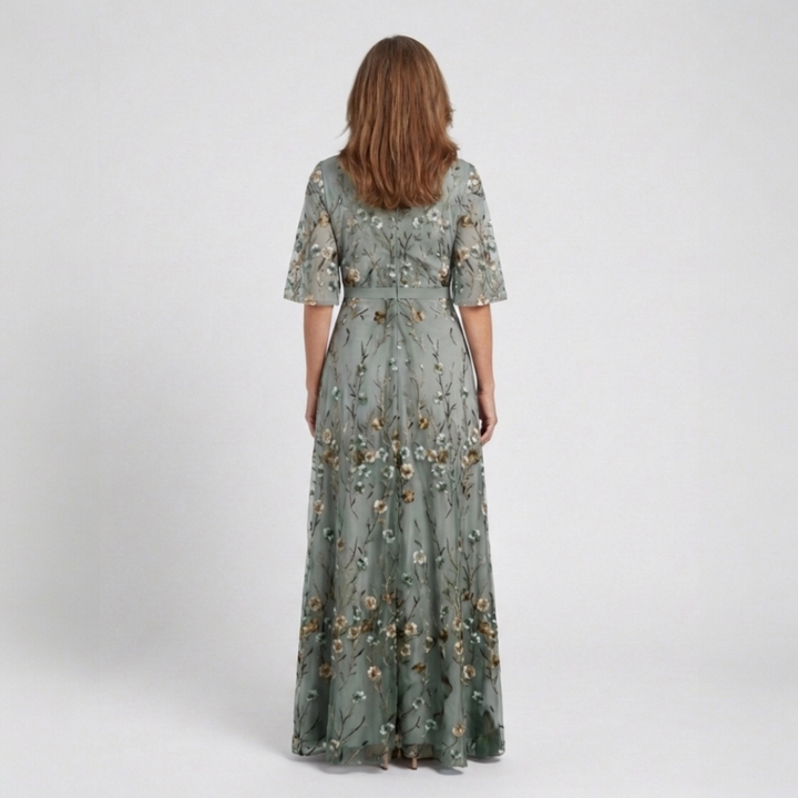 ÉVA™ | Robe Maxi Fleurie Col V
