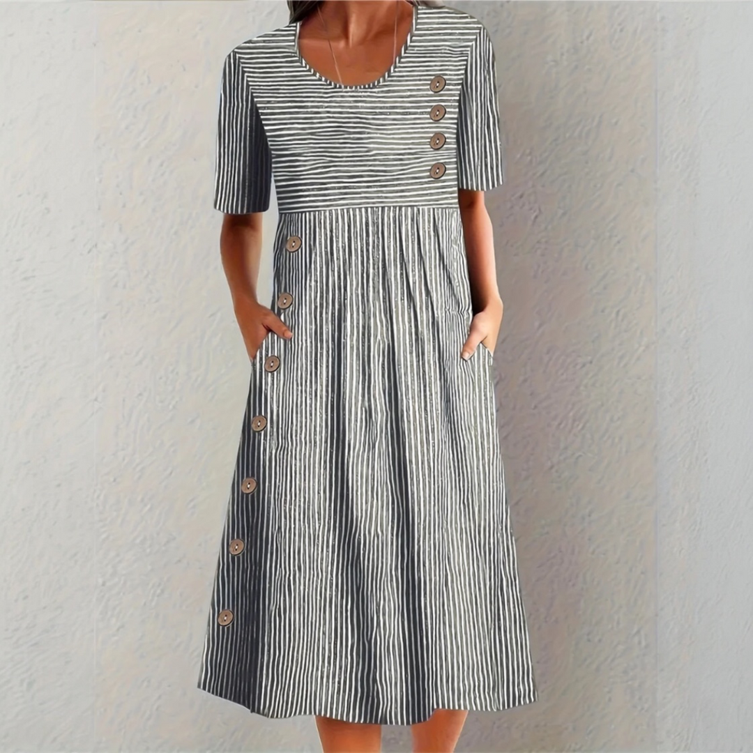 MARINA™ | Robe Midi Rayée Élégante
