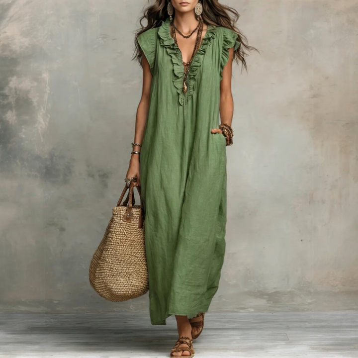 CAMÉLIA™ | Robe Longue Lin & Coton Bohème