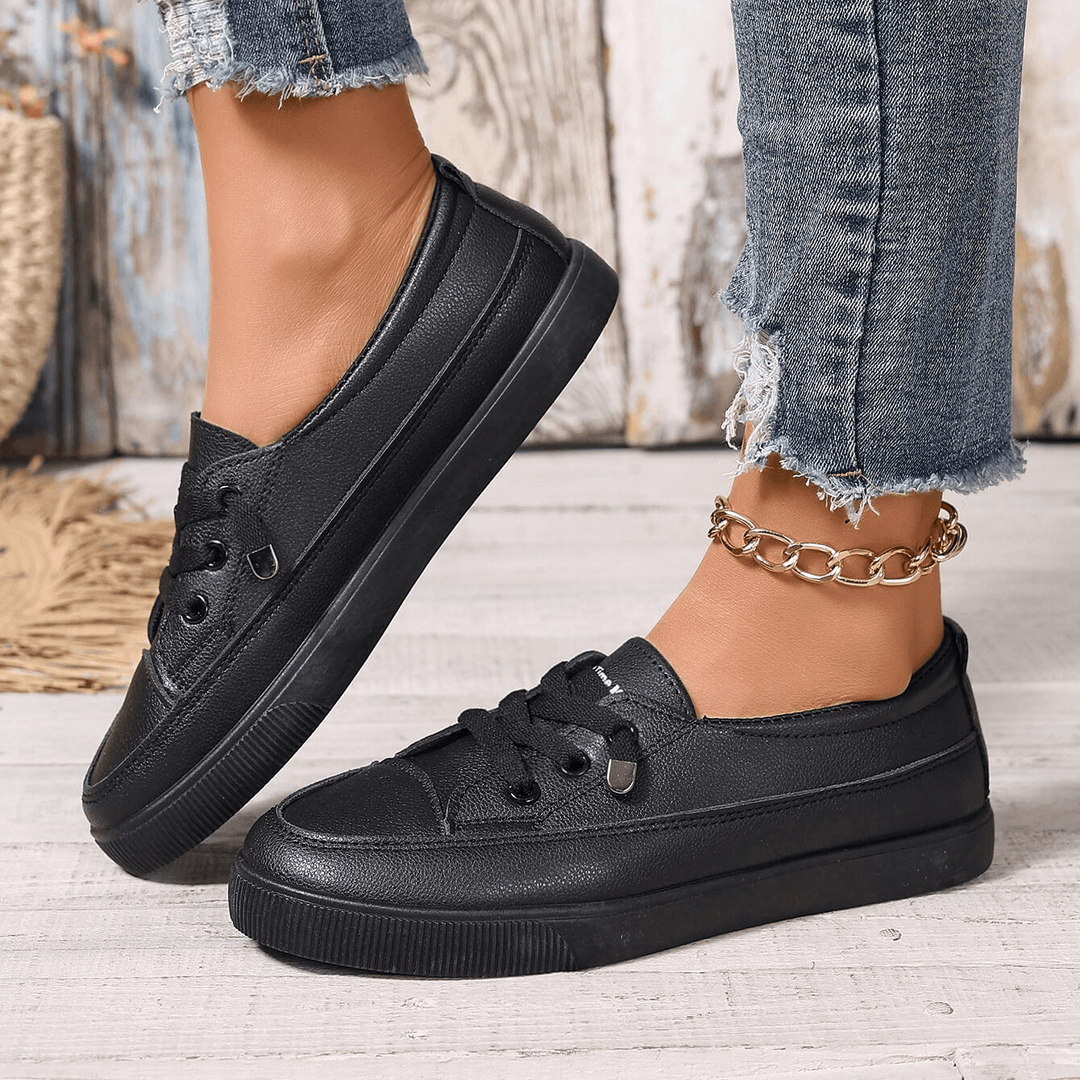 Nola | Chaussures Plates Blanches à Lacets pour Femme avec Semelle Respirante
