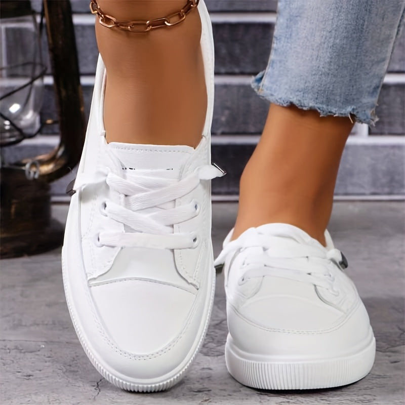 Nola | Chaussures Plates Blanches à Lacets pour Femme avec Semelle Respirante