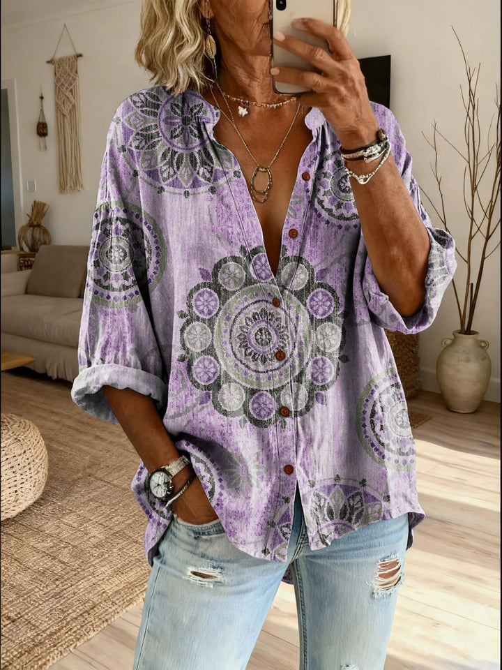 Iris | Chemise Bohème Imprimé Mandala & Col Volant