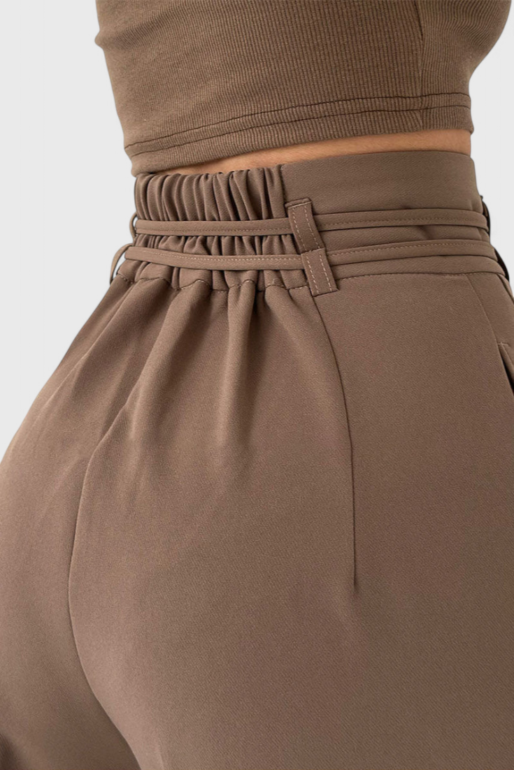 Pantalon large taille haute Sophie avec accents en corde