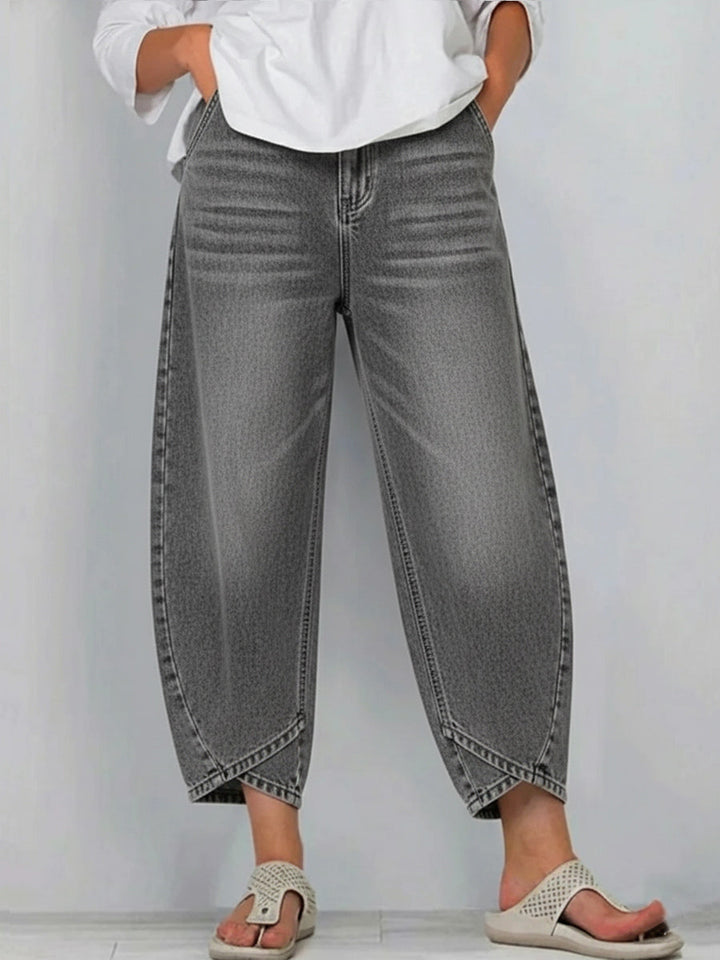 Lucie | Jean Barrel Crop Taille Haute & Coupe Décontractée