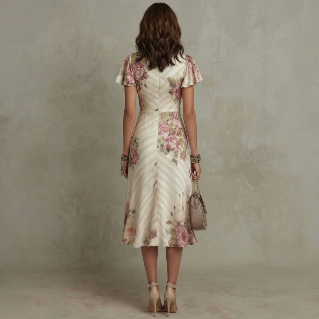 ROSALIE™ | Robe Midi Satinée Vintage