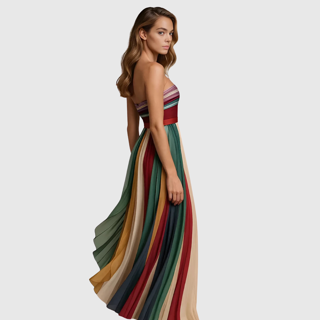 Isola - Elegant Pleated Evening Dress