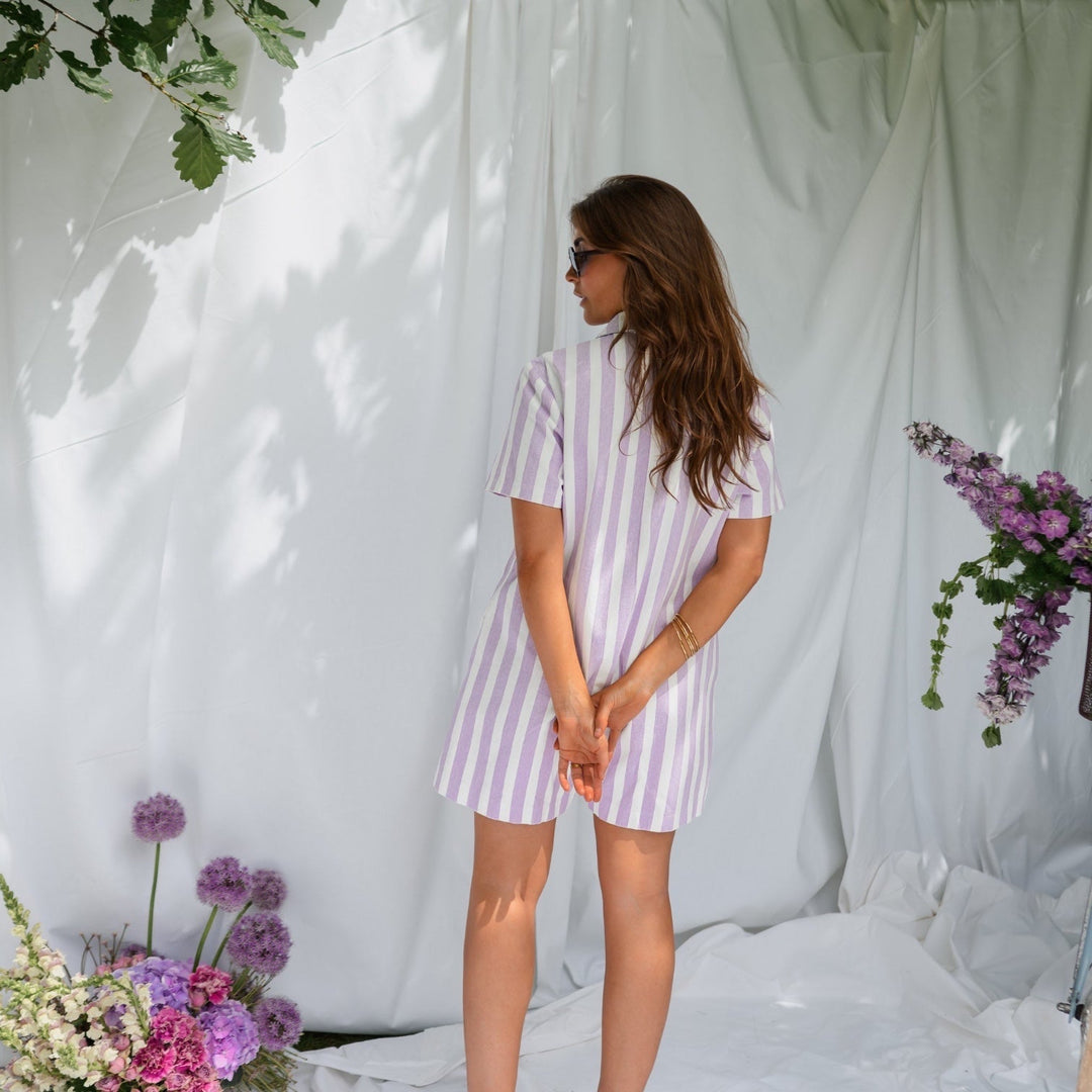 Mariela™ | Combishort rayé mauve