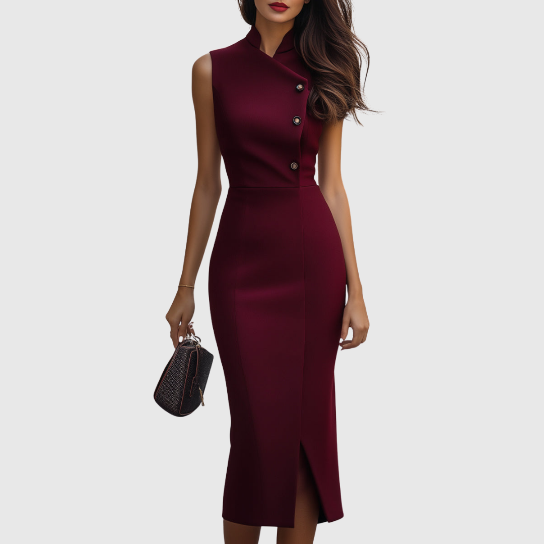 Ruby | Burgundy Sleeveless Midi Dress