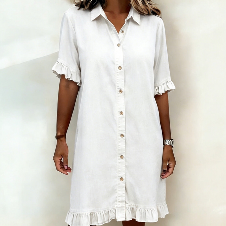 ALINA™ | Robe Denim Froncée Confort