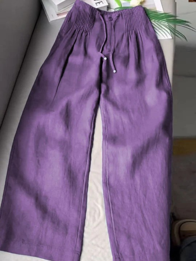 Camille | Pantalon large en coton et lin mélangés