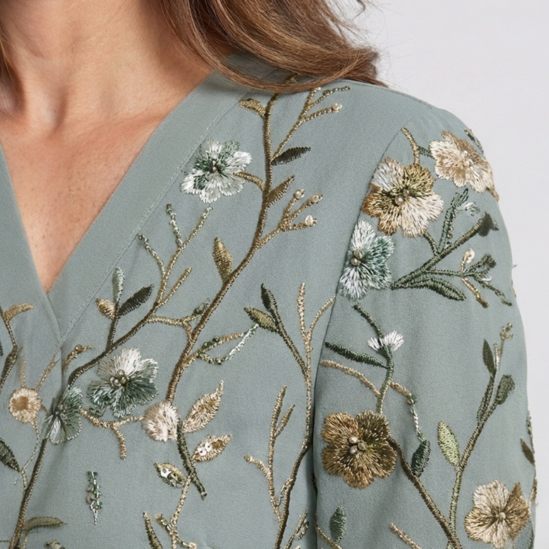 ÉVA™ | Robe Maxi Fleurie Col V