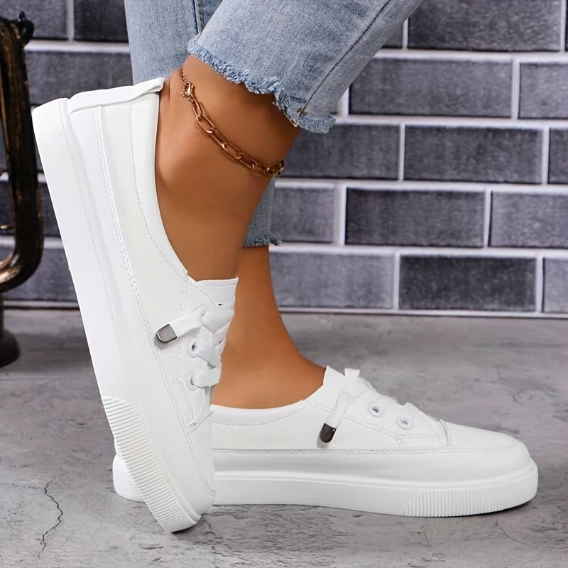 Nola | Chaussures Plates Blanches à Lacets pour Femme avec Semelle Respirante