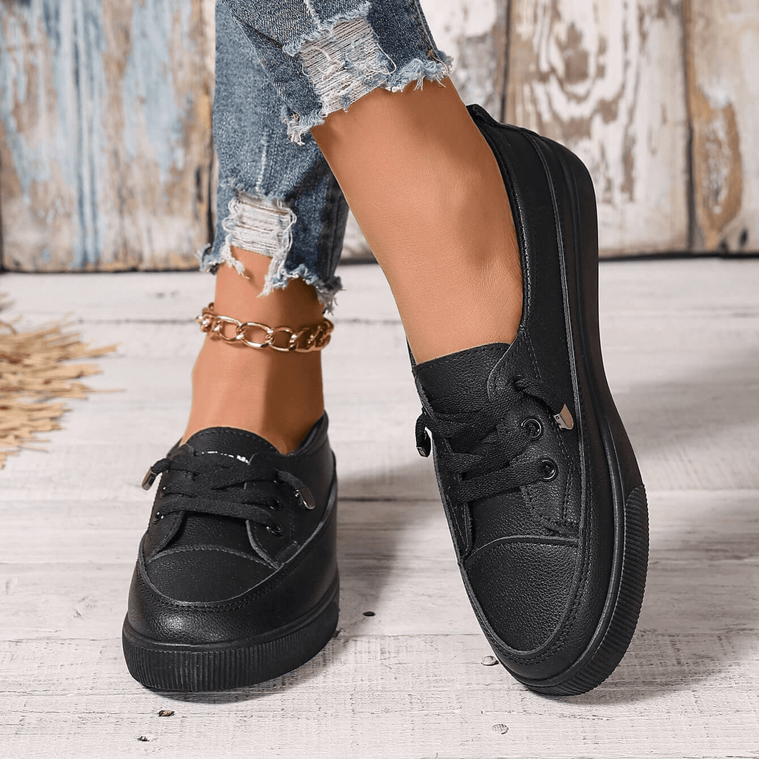 Nola | Chaussures Plates Blanches à Lacets pour Femme avec Semelle Respirante