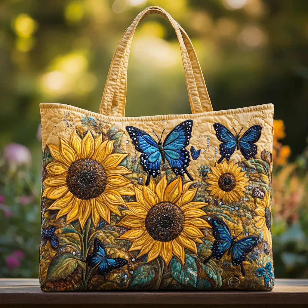 Sac Artisanal Tournesols et Papillons Bleus