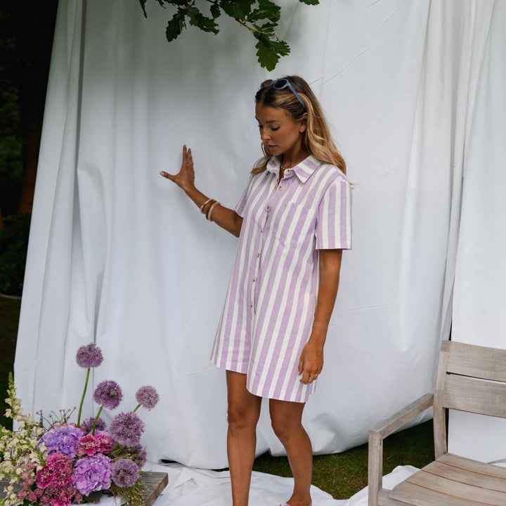 Mariela™ | Combishort rayé mauve