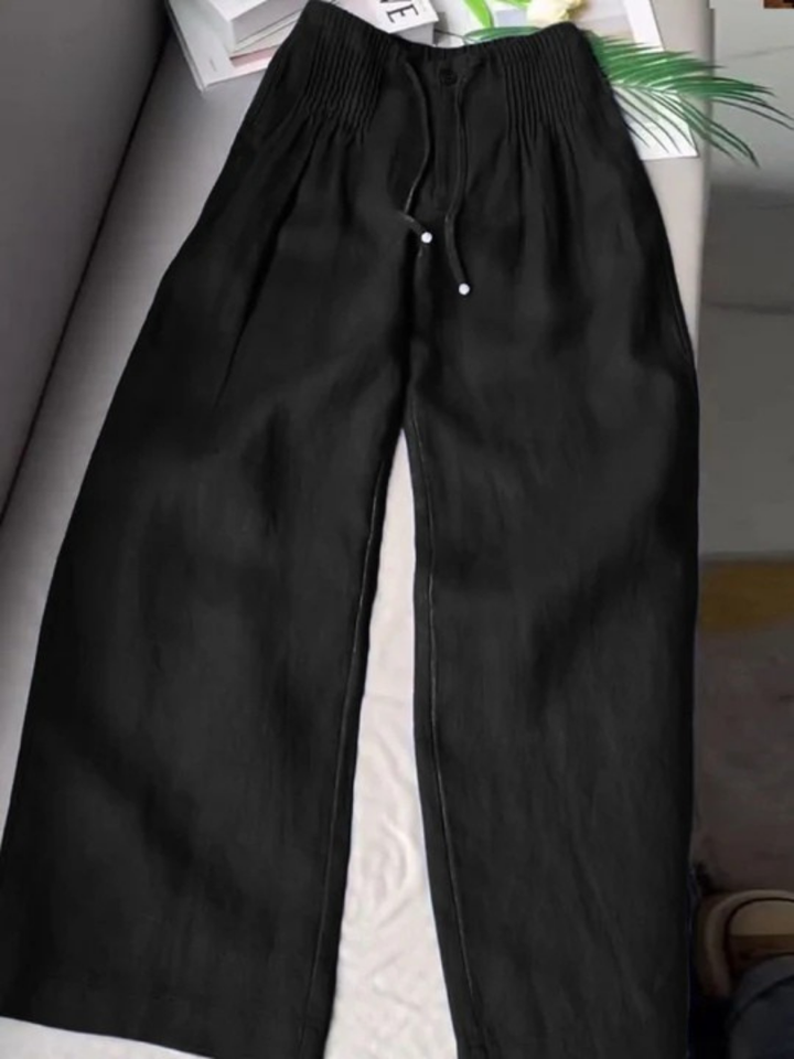 Camille | Pantalon large en coton et lin mélangés