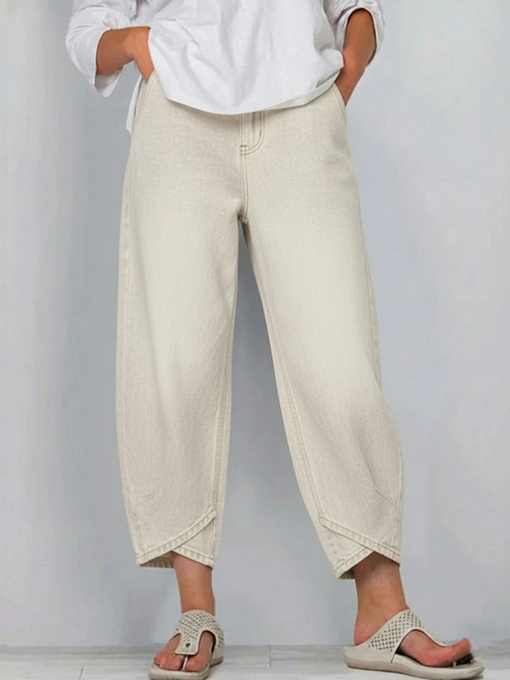 Lucie | Jean Barrel Crop Taille Haute & Coupe Décontractée