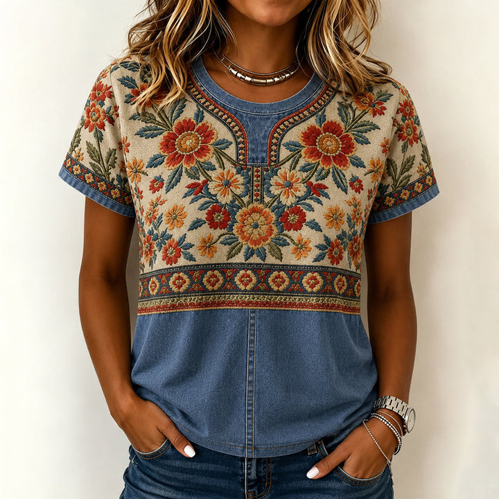 Blouse Vintage À Imprimé Floral