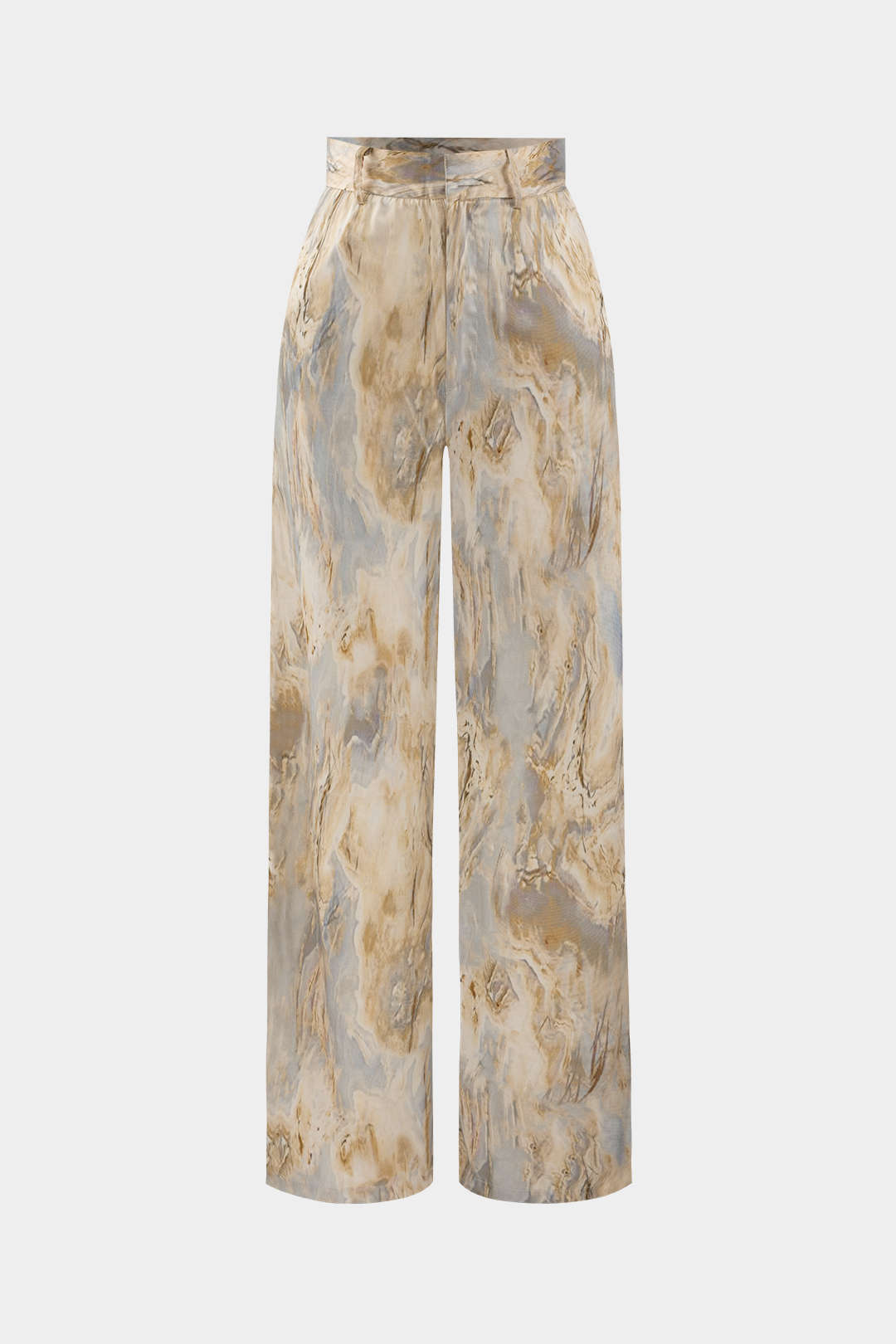 Pantalon droit chic à motif marbré
