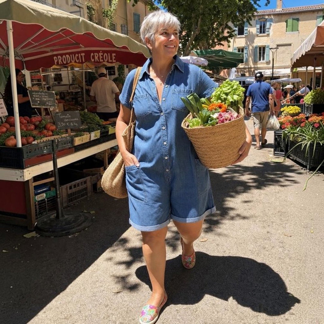 CAPRI™ | Combishort Denim Élégant