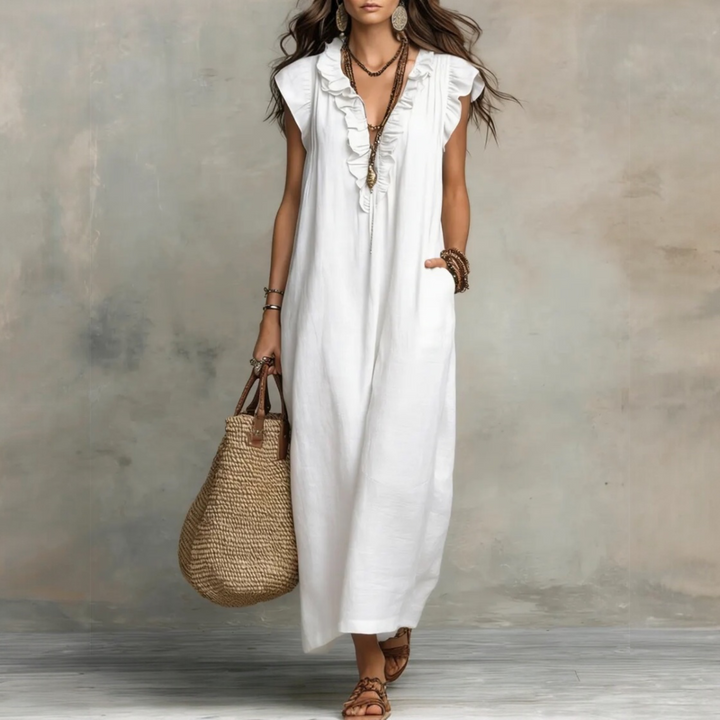 CAMÉLIA™ | Robe Longue Lin & Coton Bohème