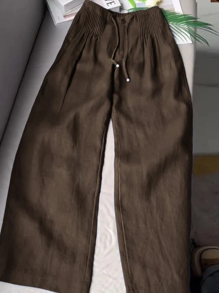 Camille | Pantalon large en coton et lin mélangés