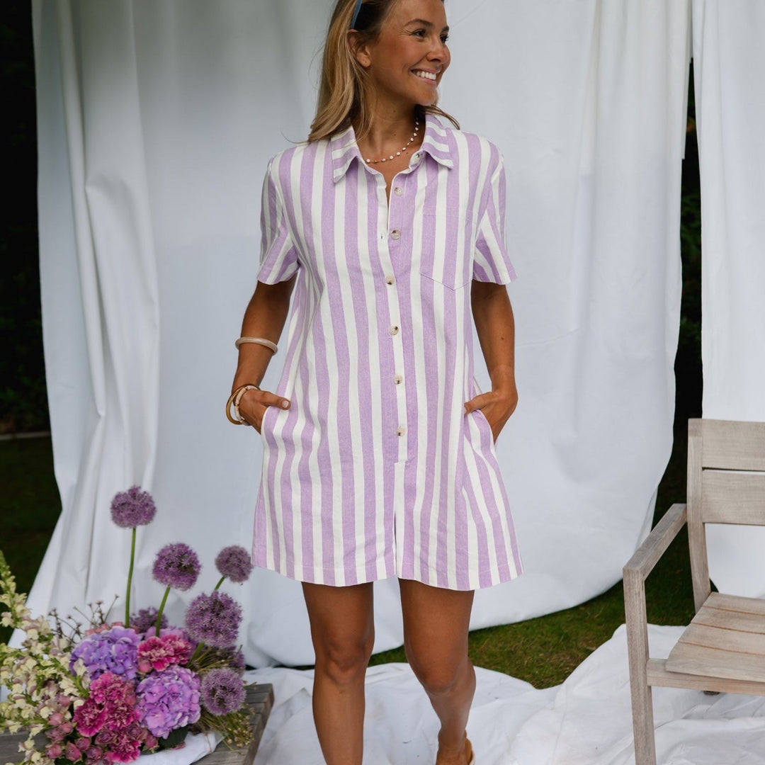 Mariela™ | Combishort rayé mauve
