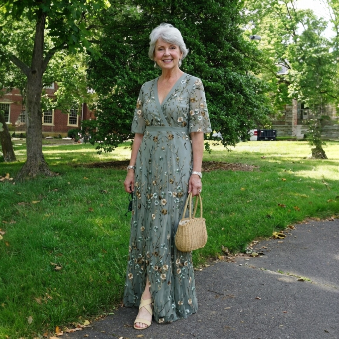 ÉVA™ | Robe Maxi Fleurie Col V