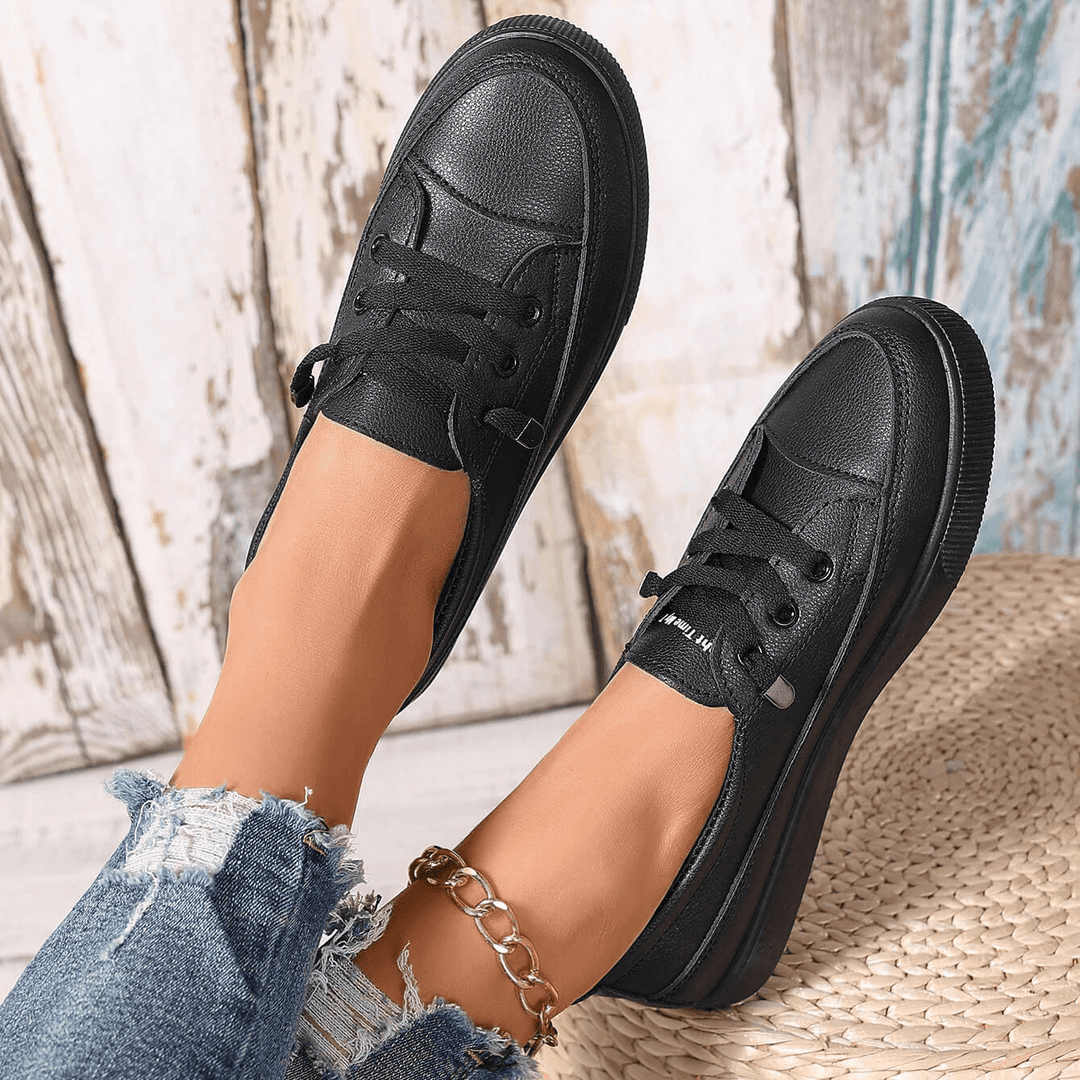 Nola | Chaussures Plates Blanches à Lacets pour Femme avec Semelle Respirante