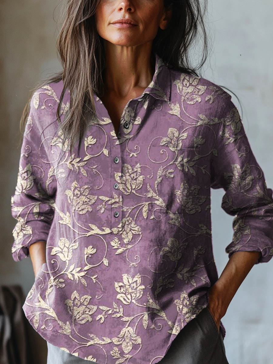 Irise | Chemise lin brodée florale