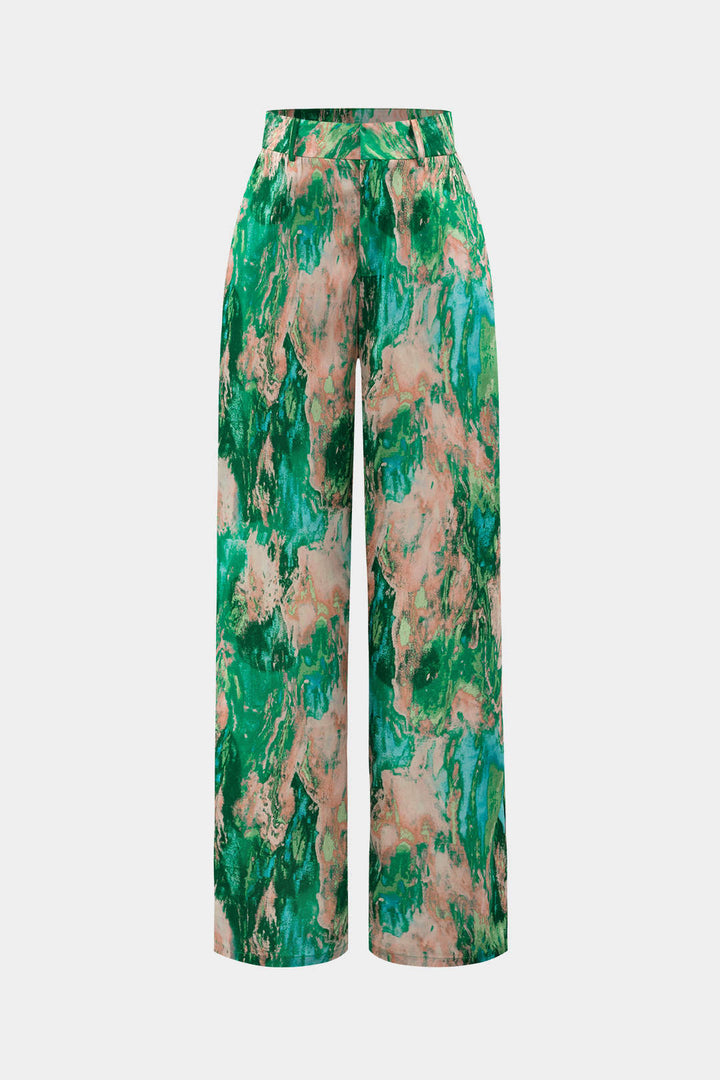 Pantalon droit chic à motif marbré