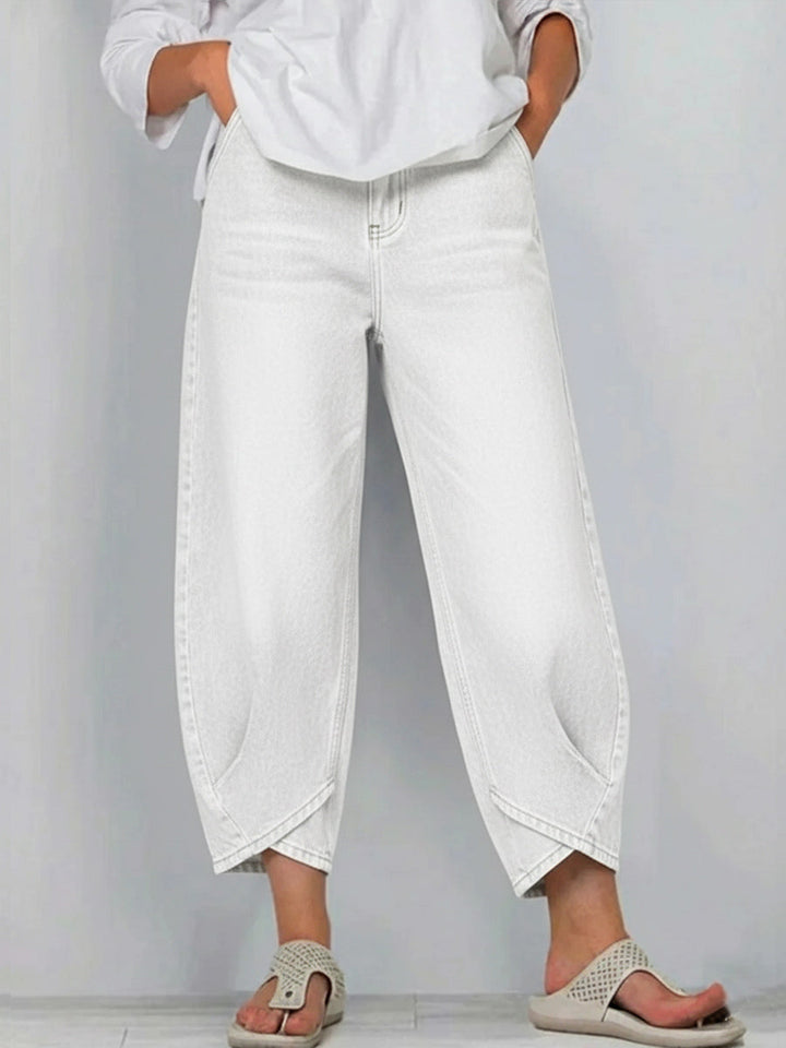Lucie | Jean Barrel Crop Taille Haute & Coupe Décontractée