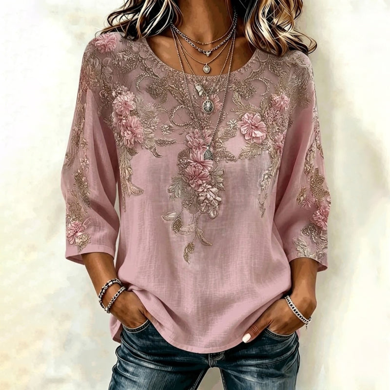 Blouse Vintage À Imprimé Floral