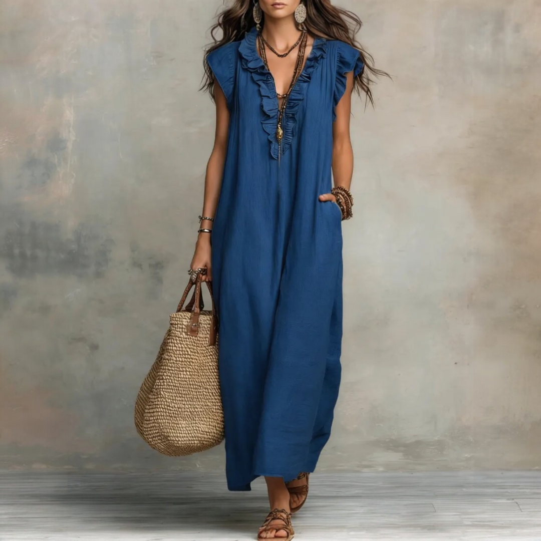 CAMÉLIA™ | Robe Longue Lin & Coton Bohème