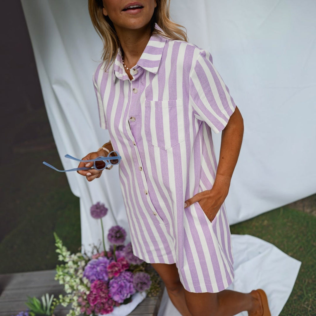Mariela™ | Combishort rayé mauve