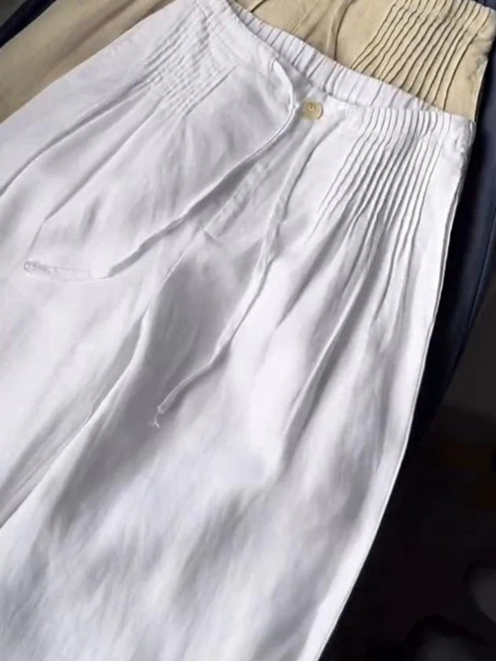 Camille | Pantalon large en coton et lin mélangés