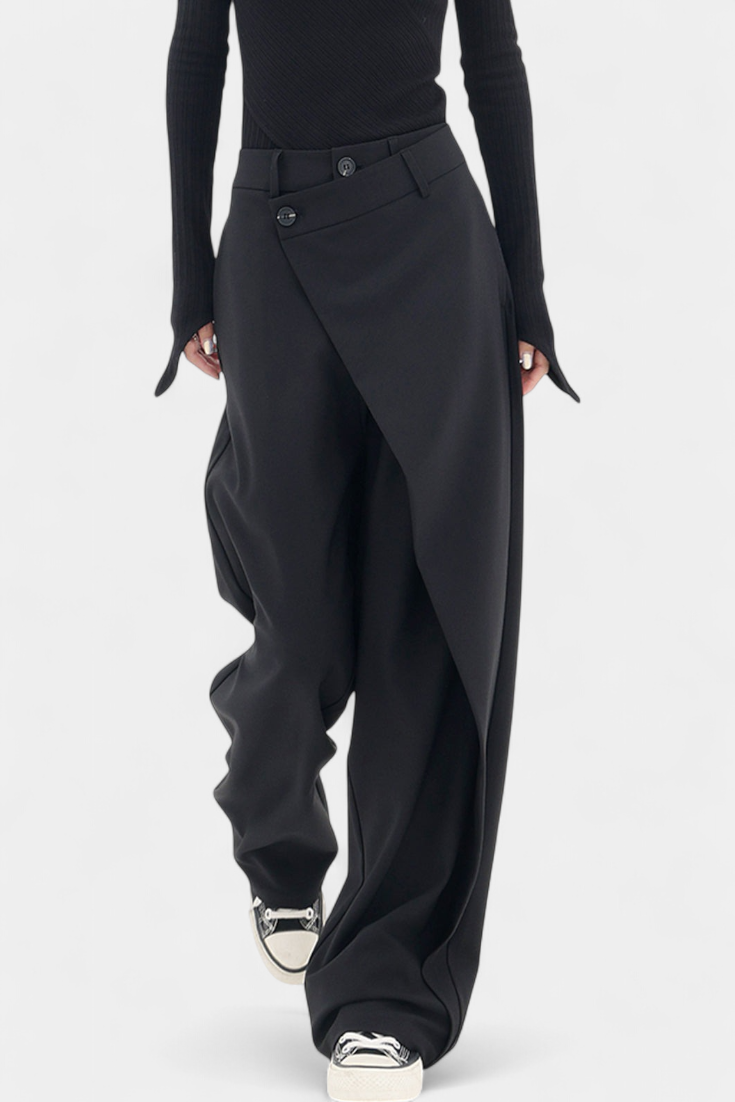 Oaklyn Pantalon droit taille haute avec tombé fluide élégant