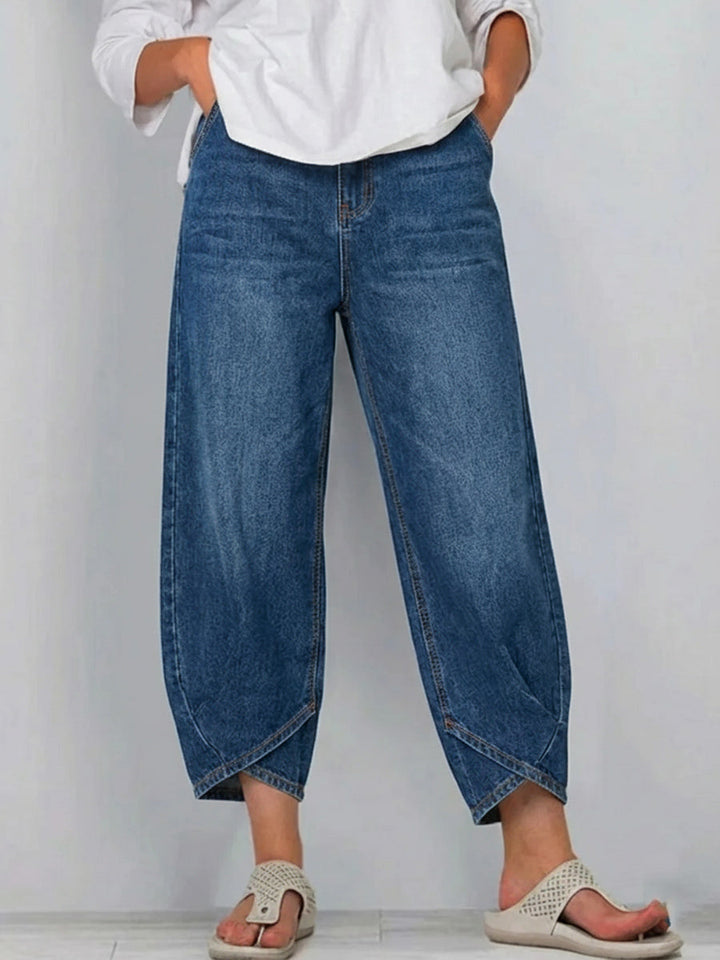 Lucie | Jean Barrel Crop Taille Haute & Coupe Décontractée