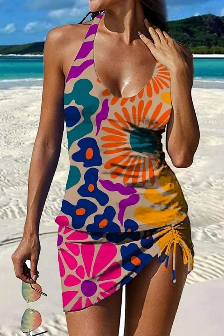 Fiesta – Tankini graphique fleuri avec short, effet ventre plat