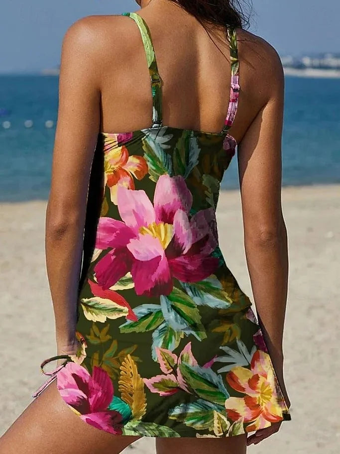 Fiesta – Tankini graphique fleuri avec short, effet ventre plat
