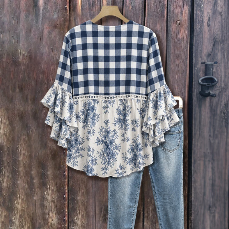 Blouse Vintage À Imprimé Floral