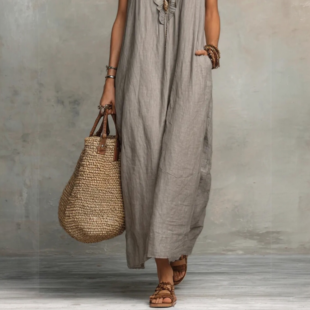 CAMÉLIA™ | Robe Longue Lin & Coton Bohème