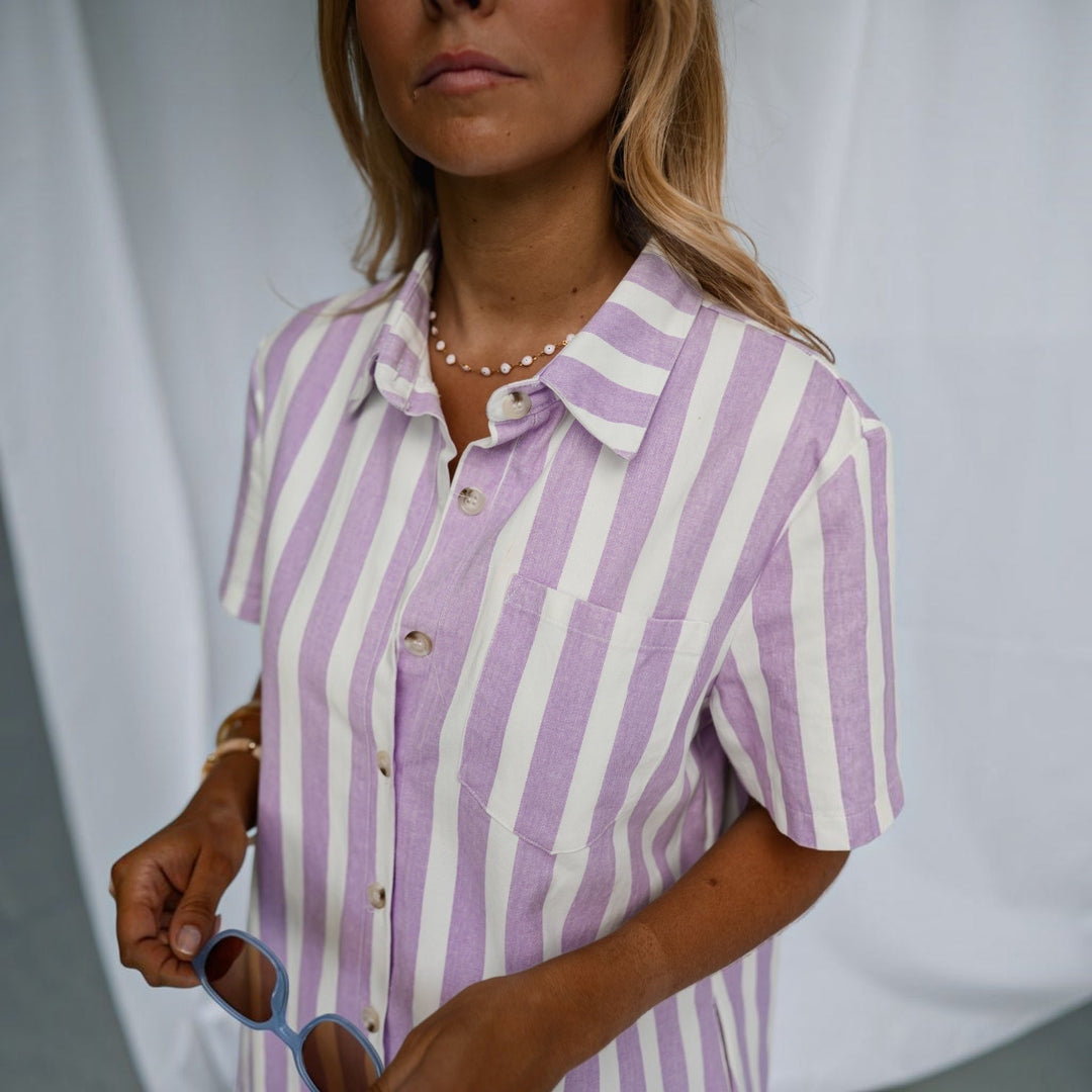 Mariela™ | Combishort rayé mauve