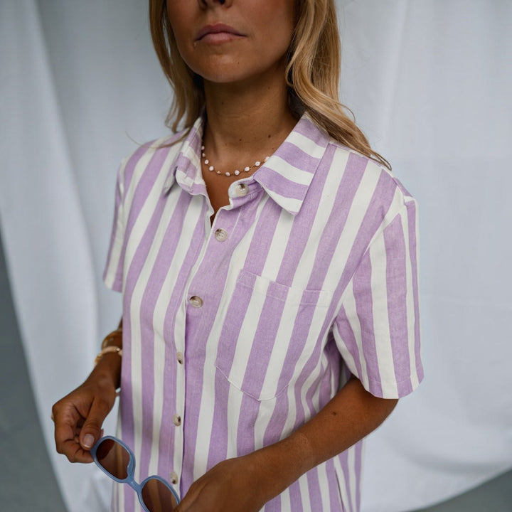 Mariela™ | Combishort rayé mauve