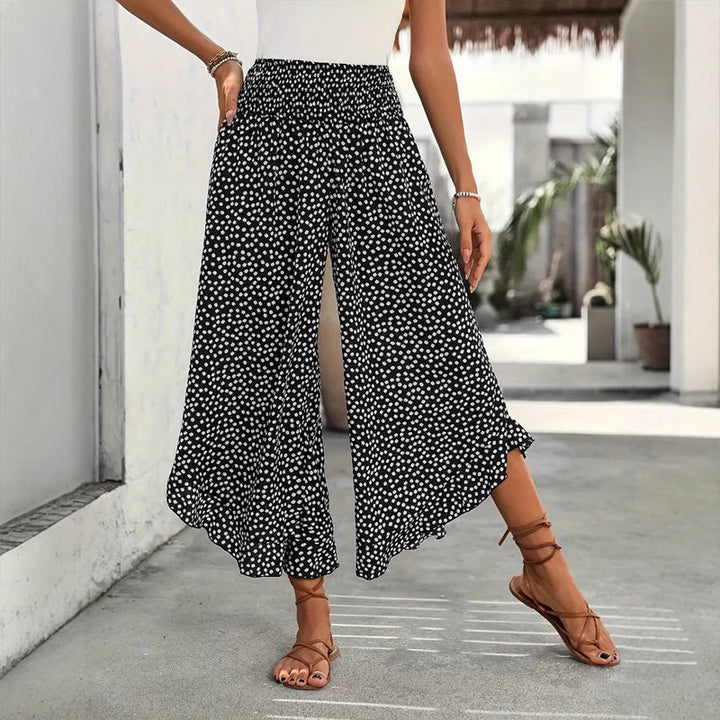 Pantalon Large À Pois Décontracté