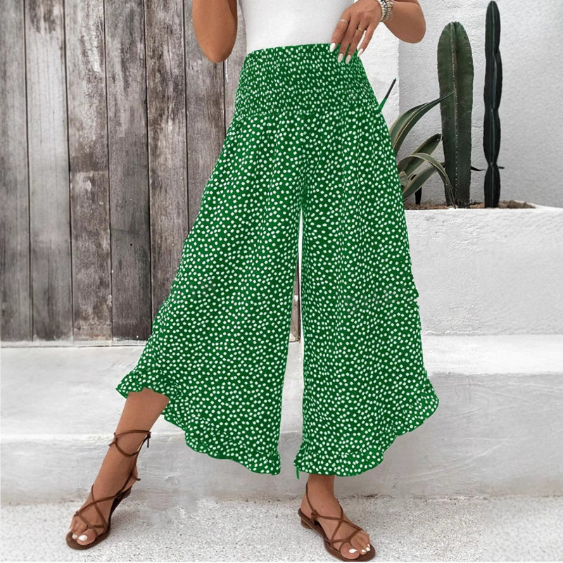 Pantalon Large À Pois Décontracté